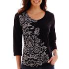 St. John's Bay 3/4-sleeve Embellished Graphic T-shirt