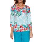 Alfred Dunner Tropical Vibe Short Sleeve Floral Border T-shirt