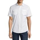 Claiborne Short Sleeve Texture Button-front Shirt