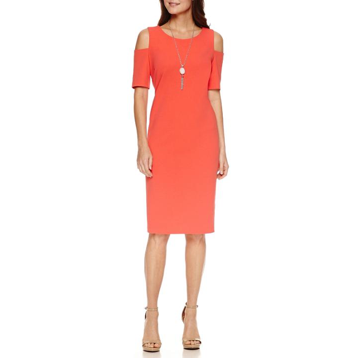Alyx Short Sleeve Cold Shoulder Sheath Dress