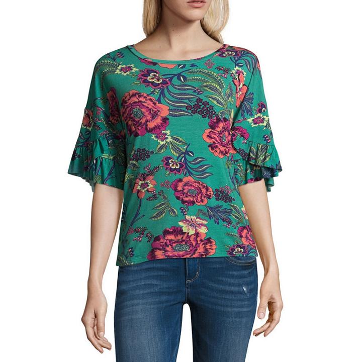 Belle + Sky Ruffle Sleeve Tie Back Top