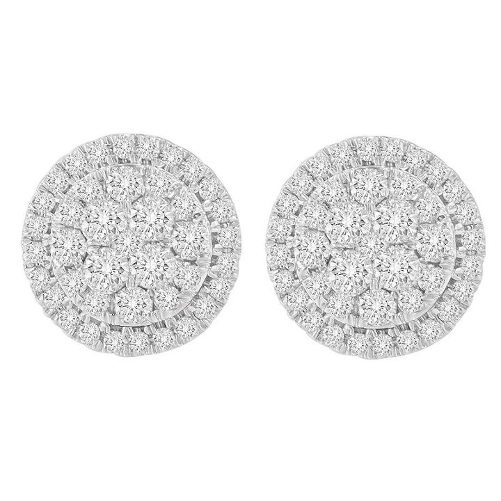 1 1/2 Ct. T.w. White Diamond 15mm Round Stud Earrings