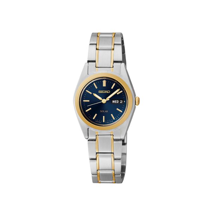 Seiko Womens Two-tone Blue Solar Watch Sut110