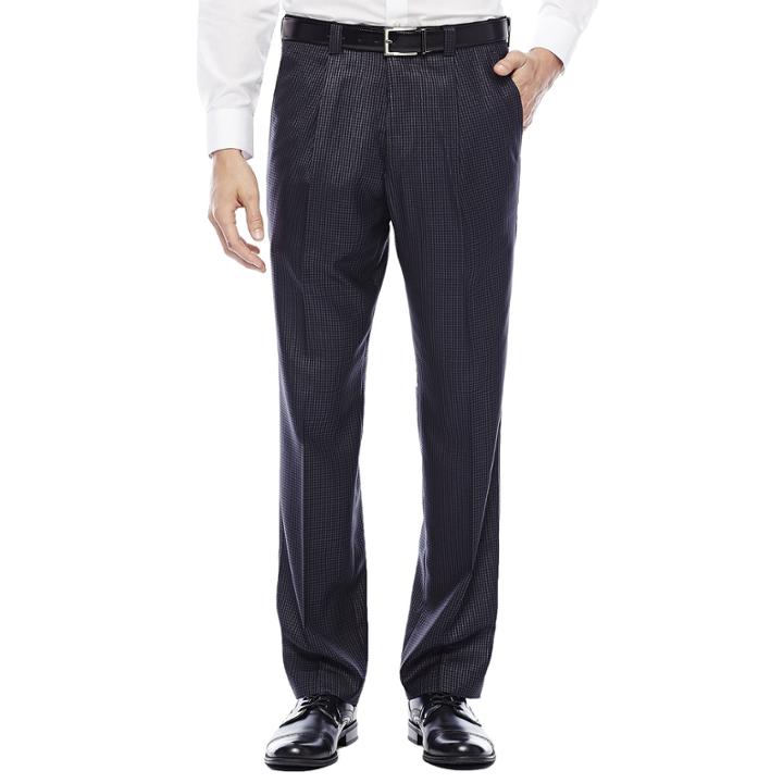 Steve Harvey Charcoal Check Pleated Suit Pants