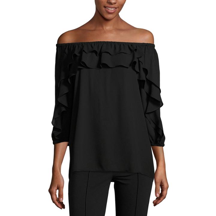Worthington 3/4 Sleeve Scoop Neck Georgette Blouse