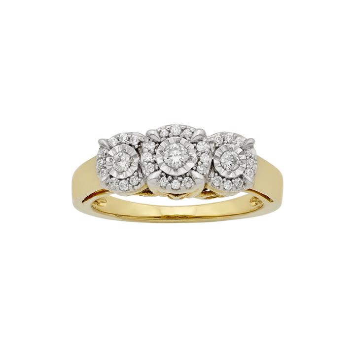 Limited Quantities 1/4 Ct. T.w. Diamond 10k Yellow Gold 3-stone Ring