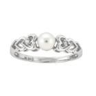 Womens Diamond Accent White Cultured Freshwater Pearls Sterling Silver Delicate Ring