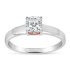 Sterling Silver & 18k Rose Gold Over Silver Cushion Cut 1 1/7 Ct. T.w. Solitaire Ring Featuring Swarovski Zirconia