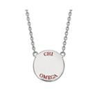 Chi Omega Enamel Sterling Silver Disc Pendant Necklace