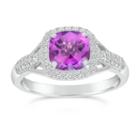 Womens 1/4 Ct. T.w. Genuine Purple Amethyst 10k Gold Halo Ring