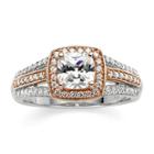 Diamonart Cushion-cut Cubic Zirconia 14k Rose Gold Over Silver Ring