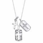 Inspired Moments Womens Lab Created White Cubic Zirconia Cross Pendant Necklace