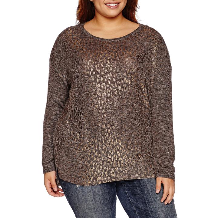 A.n.a Long Sleeve Round Neck T-shirt-plus