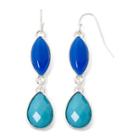 Liz Claiborne Blue Stone Silver-tone Double-drop Earrings