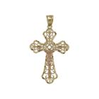 Tesoro&trade; 14k Two-tone Gold Filigree Cross Pendant