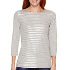 Liz Claiborne 3/4-sleeve Scoopneck T-shirt