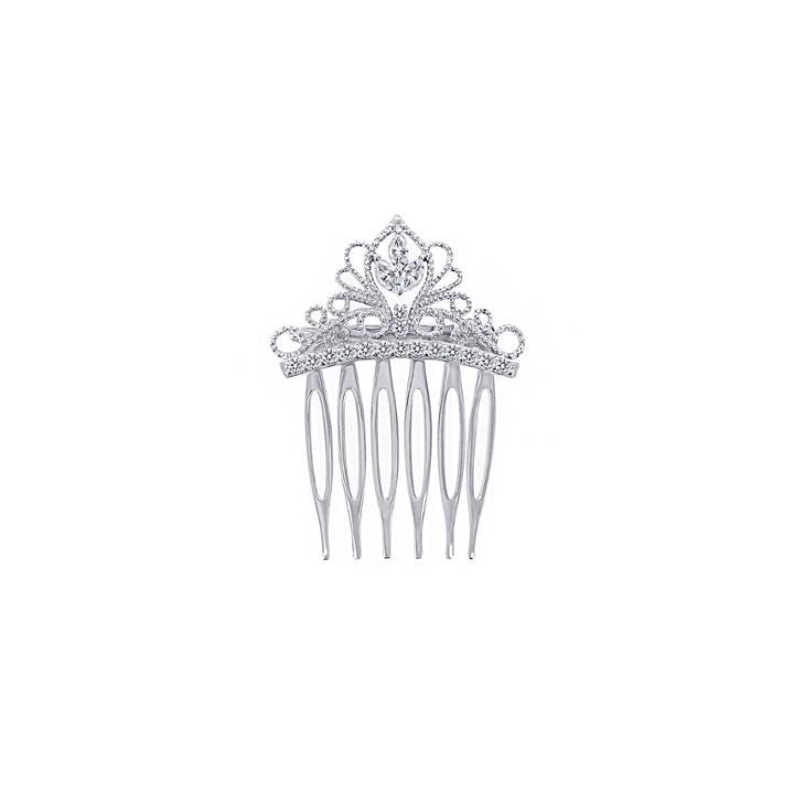 Diamonart Sterling Silver Cubic Zirconia Tiara Hair Comb