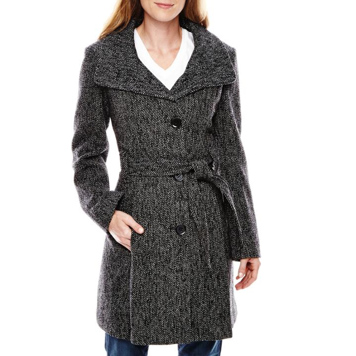 Worthington Funnel-neck Wool-blend Coat - Tall