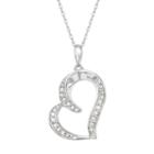 Womens 1/8 Ct. T.w. Genuine White Diamond Heart Pendant Necklace