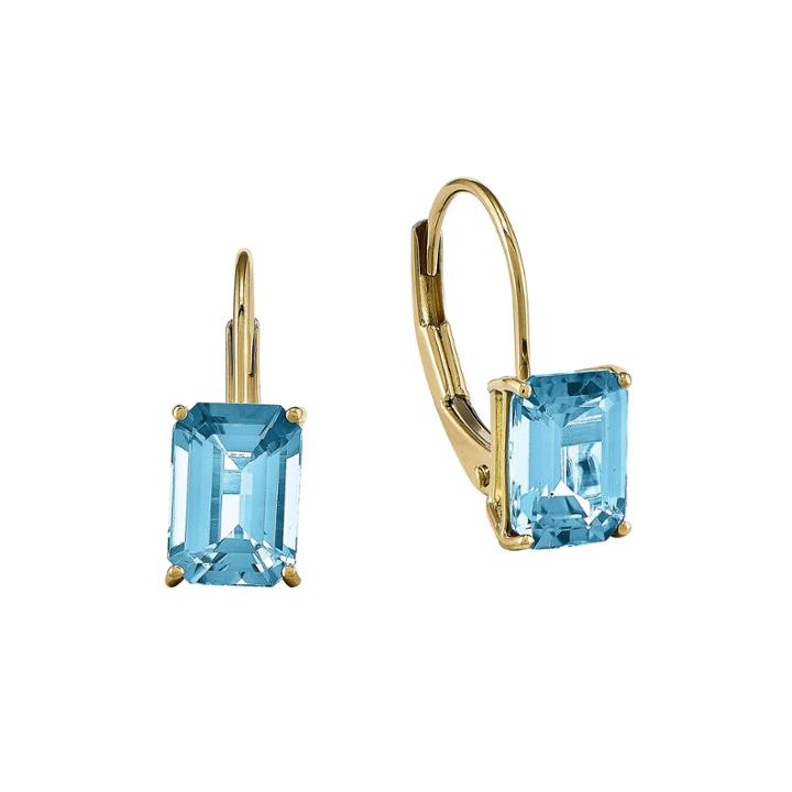 Genuine Blue Topaz 14k Yellow Gold Earrings