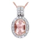 Pink Morganite & Diamond Oval Pendant Necklace