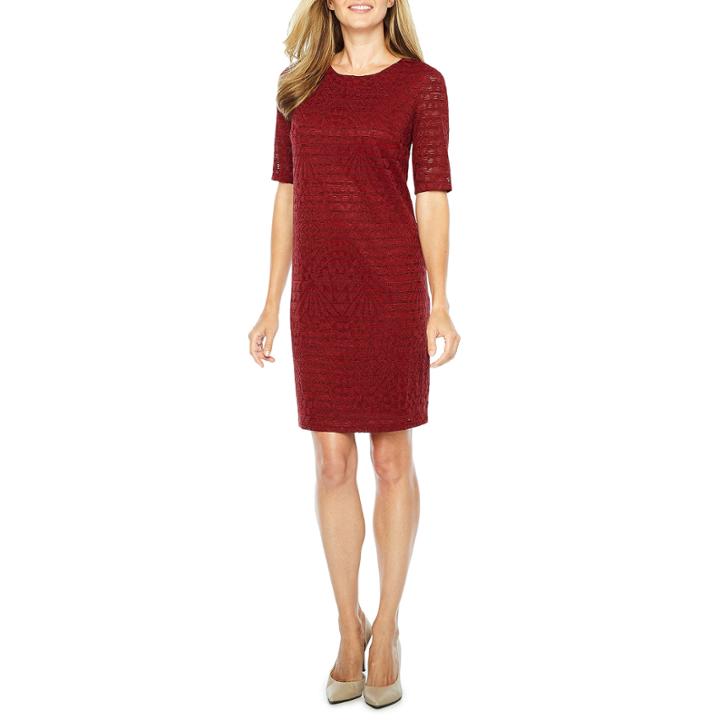 London Style Elbow Sleeve Shift Dress