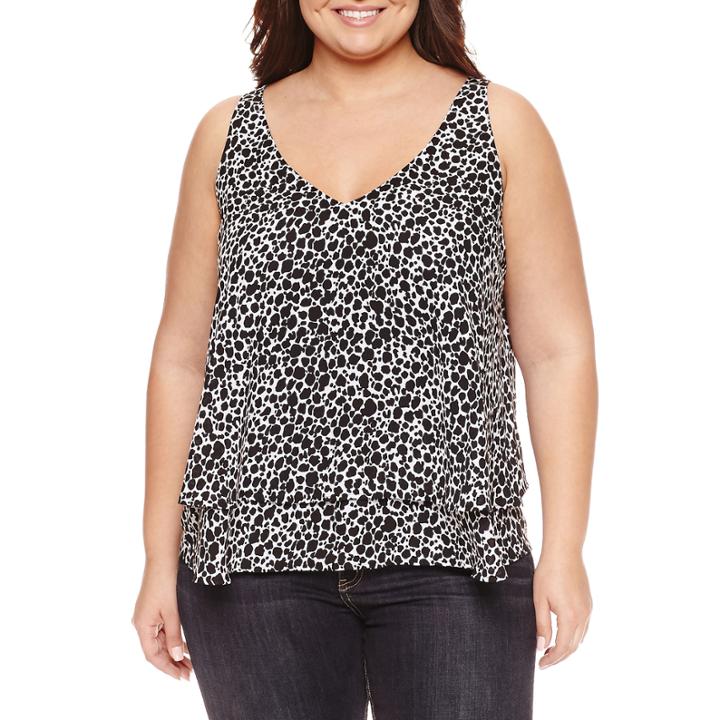 Boutique + Sleeveless Double Layer Woven Tank Top-plus