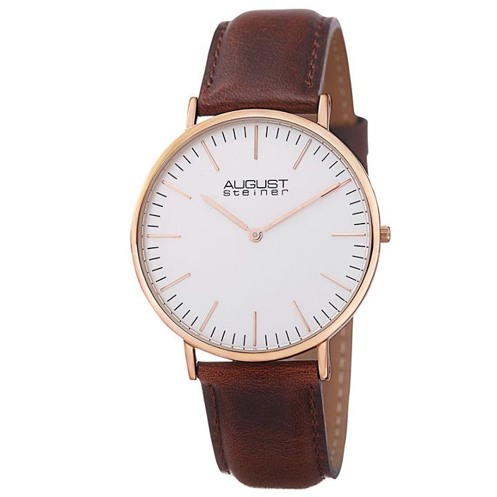 August Steiner Mens Brown Strap Watch-as-8084xrgbr