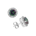 Genuine Mystic Fire Topaz And Lab-created White Sapphire Halo Earrings