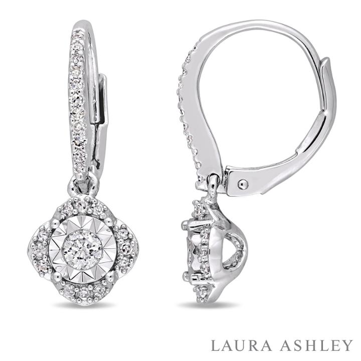 Laura Ashley 3/8 Ct. T.w. White Diamond Sterling Silver Drop Earrings