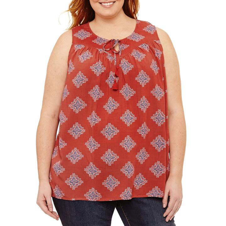 St. John's Bay Sleeveless Woven Tank - Plus