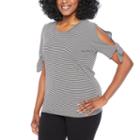 St. John's Bay Active 3/4 Sleeve Crew Neck Stripe T-shirt-womens Petites