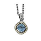 Shey Couture London Blue Topaz Sterling Silver Cushion Pendant Necklace