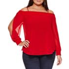 Bisou Bisou Long Sleeve Smocked Off The Shoulder Blouse-plus