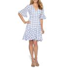 Danny & Nicole Short Sleeve Checked Wrap Dress