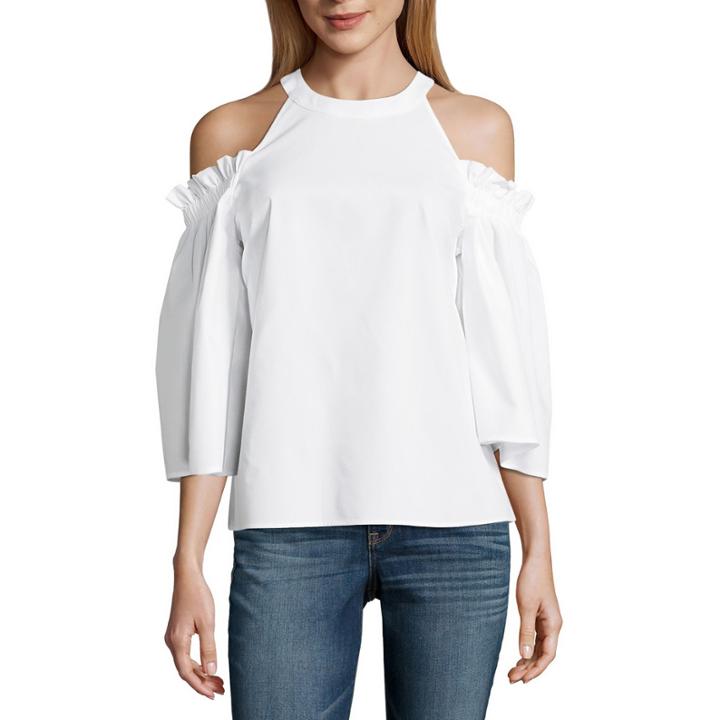 Worthington 3/4 Sleeve Cold Shoulder Shirt