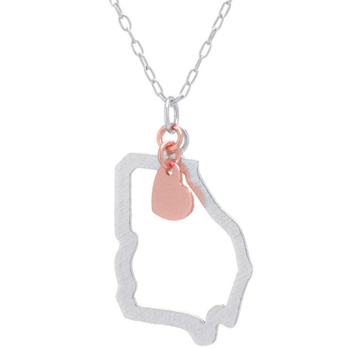 Silver Treasures Georgia State Womens Sterling Silver Pendant Necklace