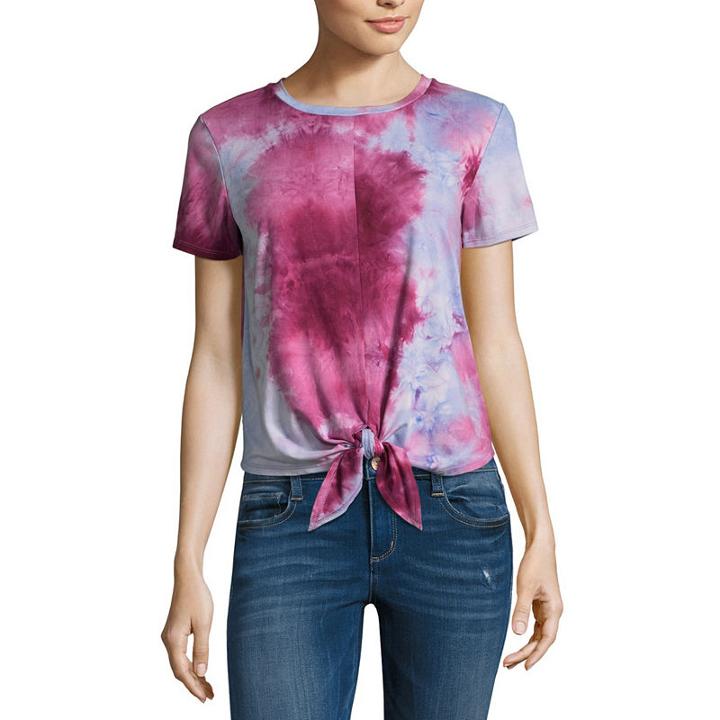 Wallflower Short Sleeve Crew Neck Tie Dye T-shirt-womens Juniors