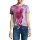 Wallflower Short Sleeve Crew Neck Tie Dye T-shirt-womens Juniors