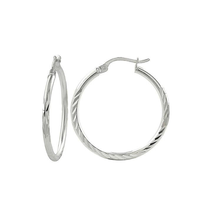 Sterling Silver 50mm Diamond-cut Tube Hoop Earrings