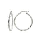 Sterling Silver 50mm Diamond-cut Tube Hoop Earrings