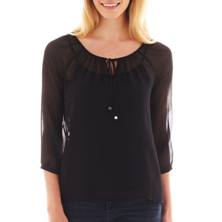A.n.a 3/4-sleeve Peasant Top