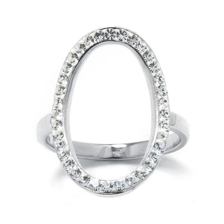 Crystal Sterling Silver Openwork Circle Ring