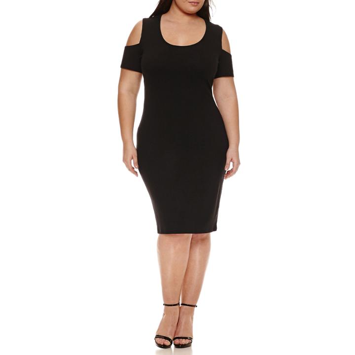 Boutique + Short Sleeve Bodycon Dress-plus