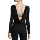 Blu Sage Long Sleeve Draped Neck Knit Blouse