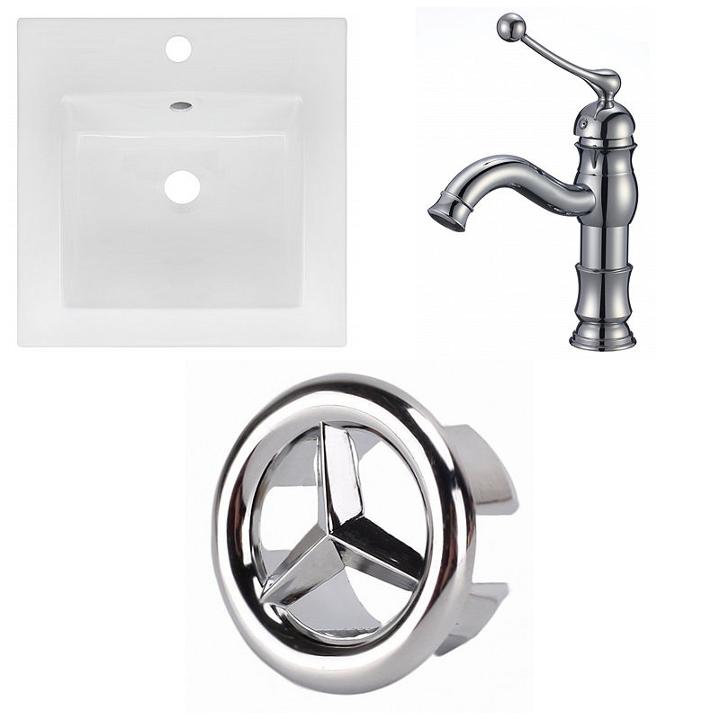 16.5-in. W 1 Hole Ceramic Top Set In White Color -cupc Faucet Incl.