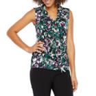 Chelsea Rose Sleeveless Y Neck Floral Blouse
