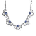 1928 Jewelry Blue Crystal Silver-tone Filigree Necklace
