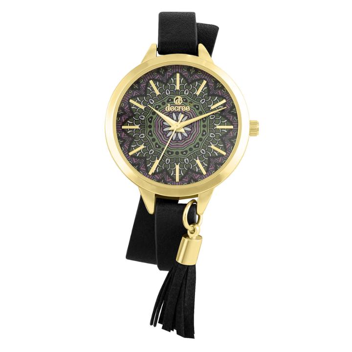 Decree Womens Black Strap Watch-pt2659gdbk