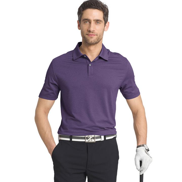Izod Ss Golf Cutline Stretch Heather Short Sleeve Stripe Knit Polo Shirt Big And Tall